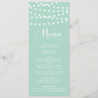 Weiße Lampen | Mint Wedding Menu Card