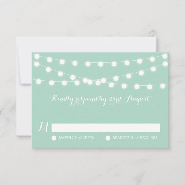 Weiße Lampen | Mint Wedding RSVP Card (Vorderseite)