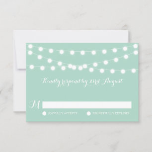 Weiße Lampen   Mint Wedding RSVP Card