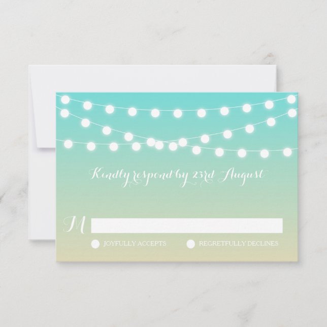 Weiße Lampen | Ombre Beach Wedding RSVP Card Karte (Vorderseite)