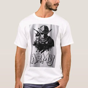 Weiße Langarm-T-Shirts mit Army-Logo-Design T-Shirt