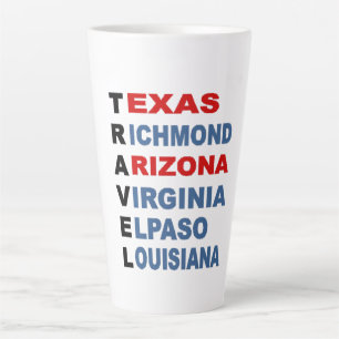 Weiße Latte‑Tasse TRAVEL USA Milchtasse
