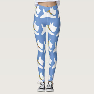 Weiße laufende Scotties Ihre Hintergrund-Farbe Leggings