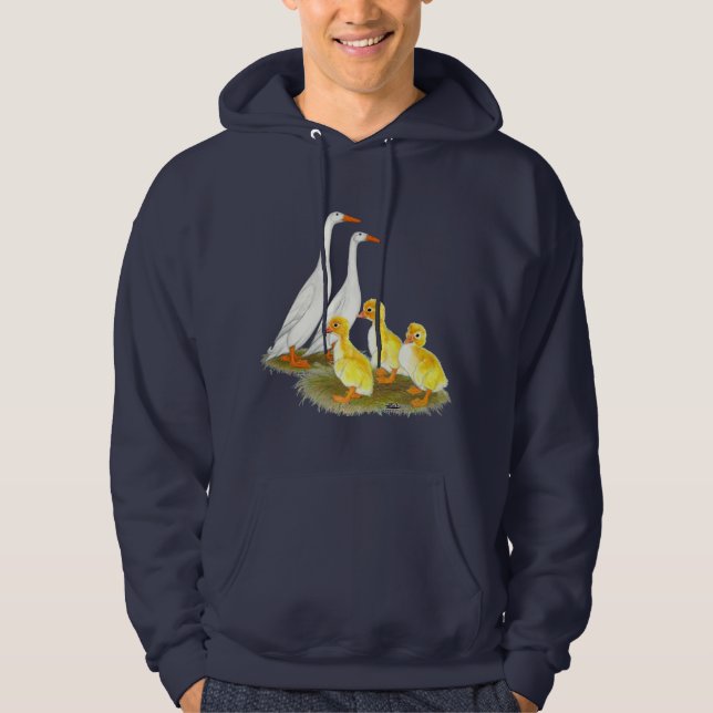 Weiße Läufer-Enten-Familie Hoodie (Vorderseite)
