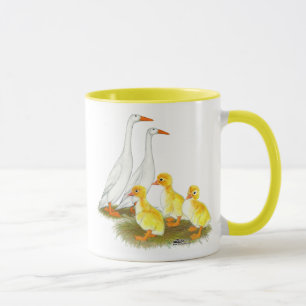Weiße Läufer-Enten-Familie Tasse