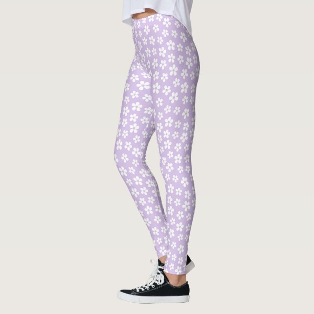 Weiße Leggings mit Blumen - Geschenk für Lila Yoga (Links)