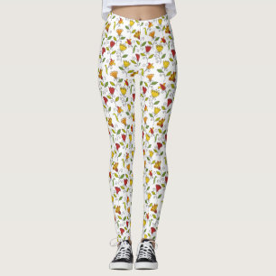 Weiße Leggings mit einem bunten Blumenmuster