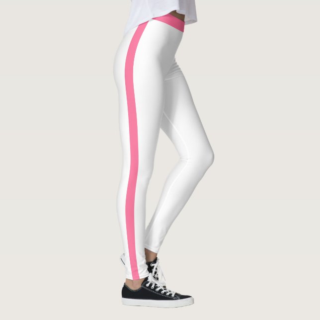 Weiße Leggings mit rosa Seitenstreifen - Farben wä (Rechts)