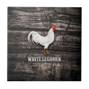 Weiße Leghorn-Henne Fliese