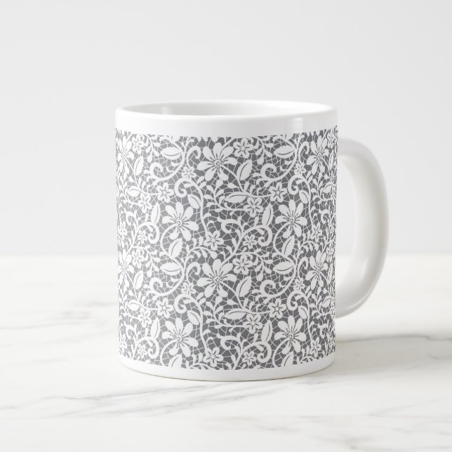 Weiße Leine 1 Jumbo-Tasse (Vorderseite Rechts)