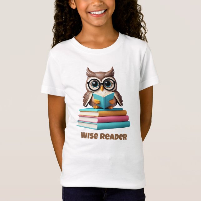 Weiße Leser Owl Kids lesen Shirt (Vorderseite)