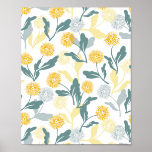 Weiße Leuchte mit Blumenmuster Poster