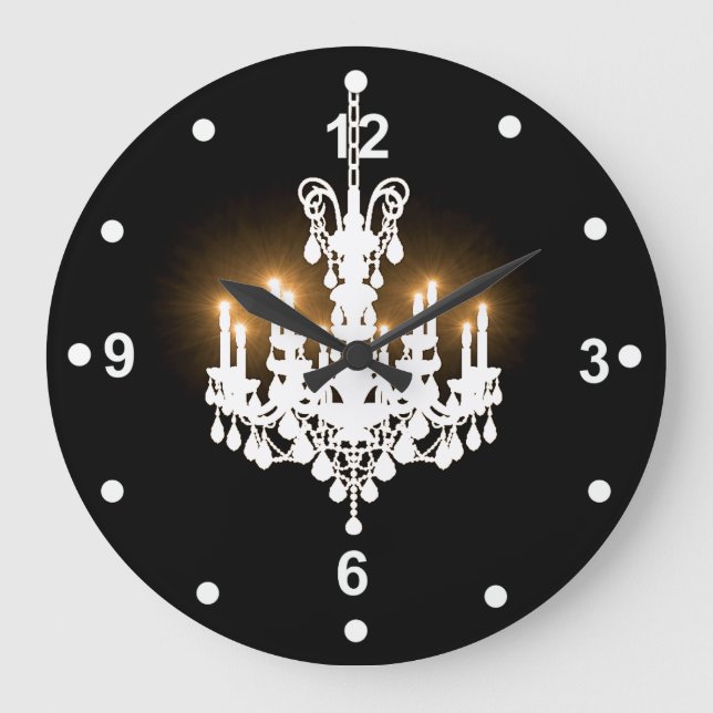 Weiße Leuchter-Uhr Große Wanduhr (Vorderseite)