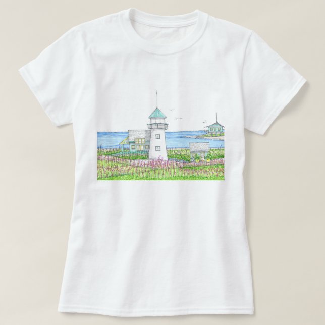 Weiße Leuchtturm Damen Tshirt (Design vorne)