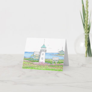 Weiße Leuchtturm-Notizkarte
