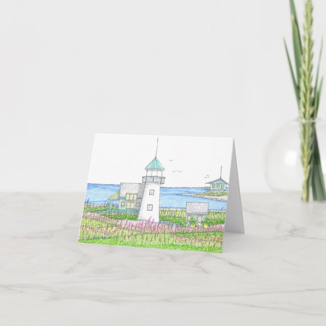 Weiße Leuchtturm-Notizkarte (Vorderseite)
