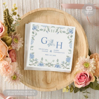 Weiße Licht-Weichpaste Blaue Blumen Florale Hochze Serviette