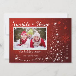 Weiße Lichter mit vier Fotos Feiertagskarte