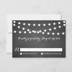 Weiße Lichterketten Kreidetafel Hochzeit-RSVP-Kart RSVP Karte
