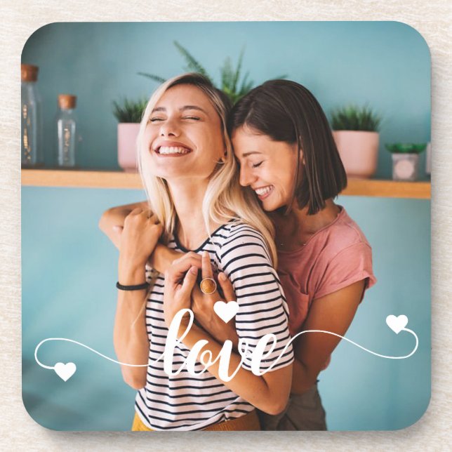 Weiße Liebe mit Herzvalentine Getränkeuntersetzer (Vorderseite)