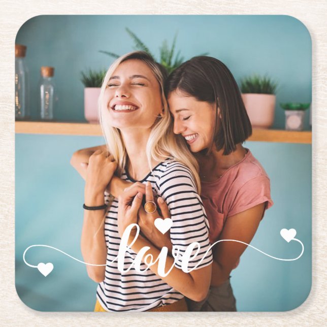 Weiße Liebe mit Herzvalentine Rechteckiger Pappuntersetzer (Vorderseite)