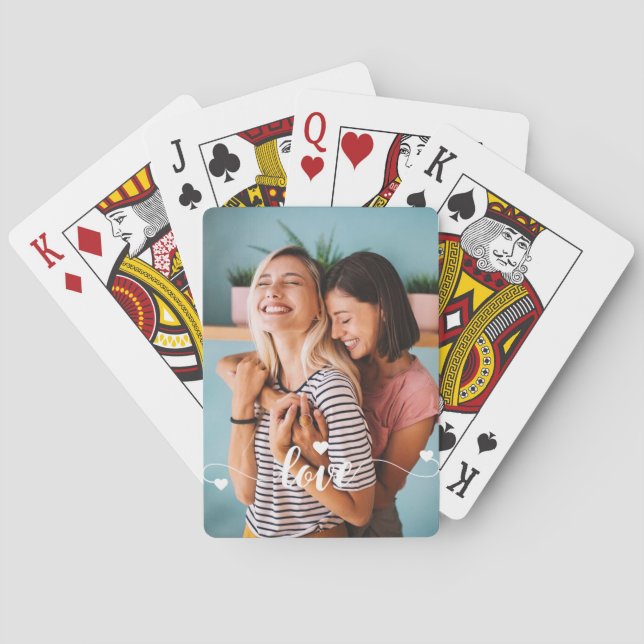 Weiße Liebe mit Herzvalentine Spielkarten (Rückseite)