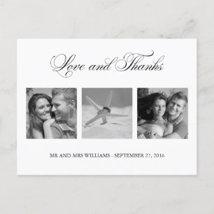 Weiße Liebe und Dank Hochzeit 3-Foto Vorlage Postkarte