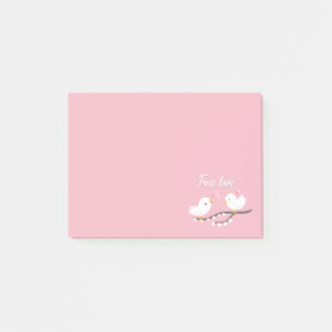 Weiße Liebesvögel Wahre Liebe Rosa Hochzeit Post-it Klebezettel