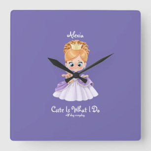 Weiße, lila Babywand Quadratische Wanduhr