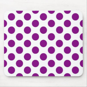 Weiße lila Polkapunkte - Mousepad
