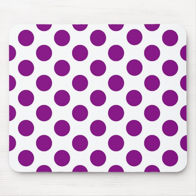 Weiße lila Polkapunkte - Mousepad (Vorne)