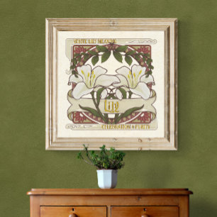 Weiße Lilie - Blume bedeutet Vintages Poster