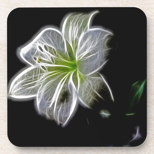 Weiße Lilie Blume Schönheit Untersetzer (Vorderseite)