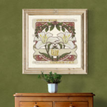 Weiße Lilie - Blumenvintageplakat