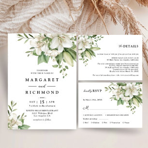 Weiße Lilie Elegante Romantische Florale Hochzeit Einladung