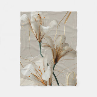 Weiße Lilie Gold Minimalist Elegant Neutral Fleecedecke
