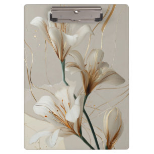 Weiße Lilie Gold Minimalistisch Elegant Neutral Klemmbrett