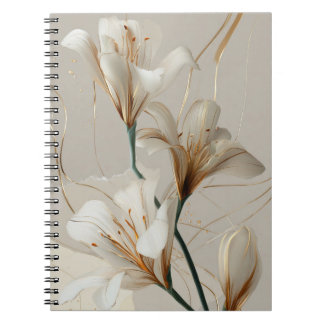 Weiße Lilie Gold Minimalistisch Elegant Neutral Notizblock