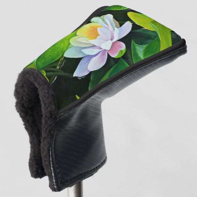 Weiße Lilie Golf Headcover (3/4 Vorderseite)