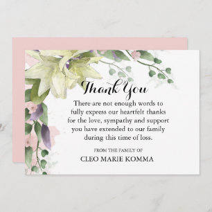 Weiße Lilien Beileid Wasserfarbe Danke Karte