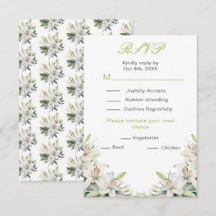 Weiße Lilien-Blumen-Hochzeit RSVP Karte