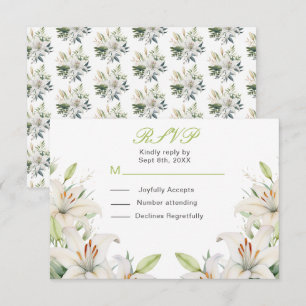 Weiße Lilien-Blumen-Hochzeit RSVP Karte
