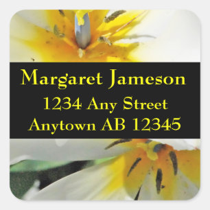 Weiße Lilien, die Rücksendeadresse-Aufkleber Quadratischer Aufkleber