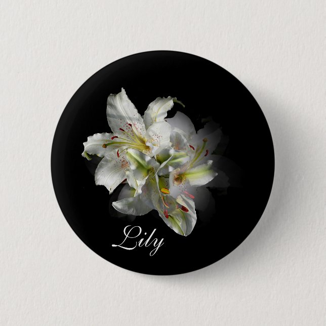 Weiße Lilien Fantasie Button (Vorderseite)