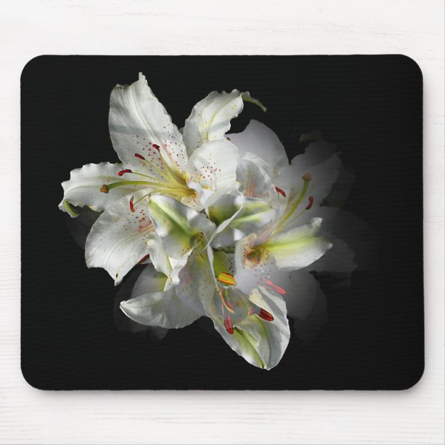 Weiße Lilien-Fantasie Mousepad (Vorne)