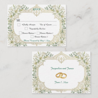 Weiße Lilien Hochzeits-RSVP Begleitkarte