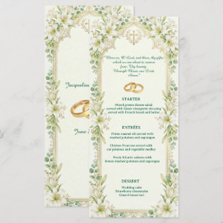 Weiße Lilien Hochzeitsempfang Menükarte