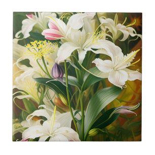 Weiße Lilien in Blüte Fliese