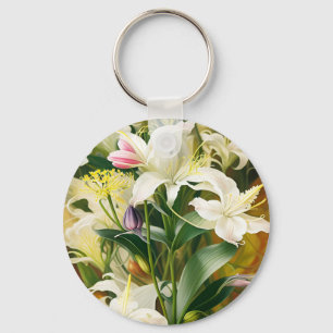 Weiße Lilien in Blüte Schlüsselanhänger