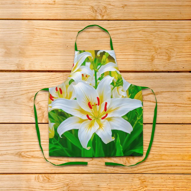 Weiße Lilien-Schürze Schürze (Apron with white lily)